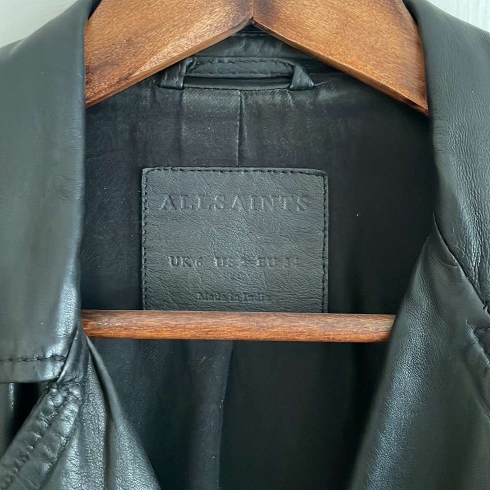 Allsaints Balfern Black leather biker jacket size 2 - Picture 7 of 7